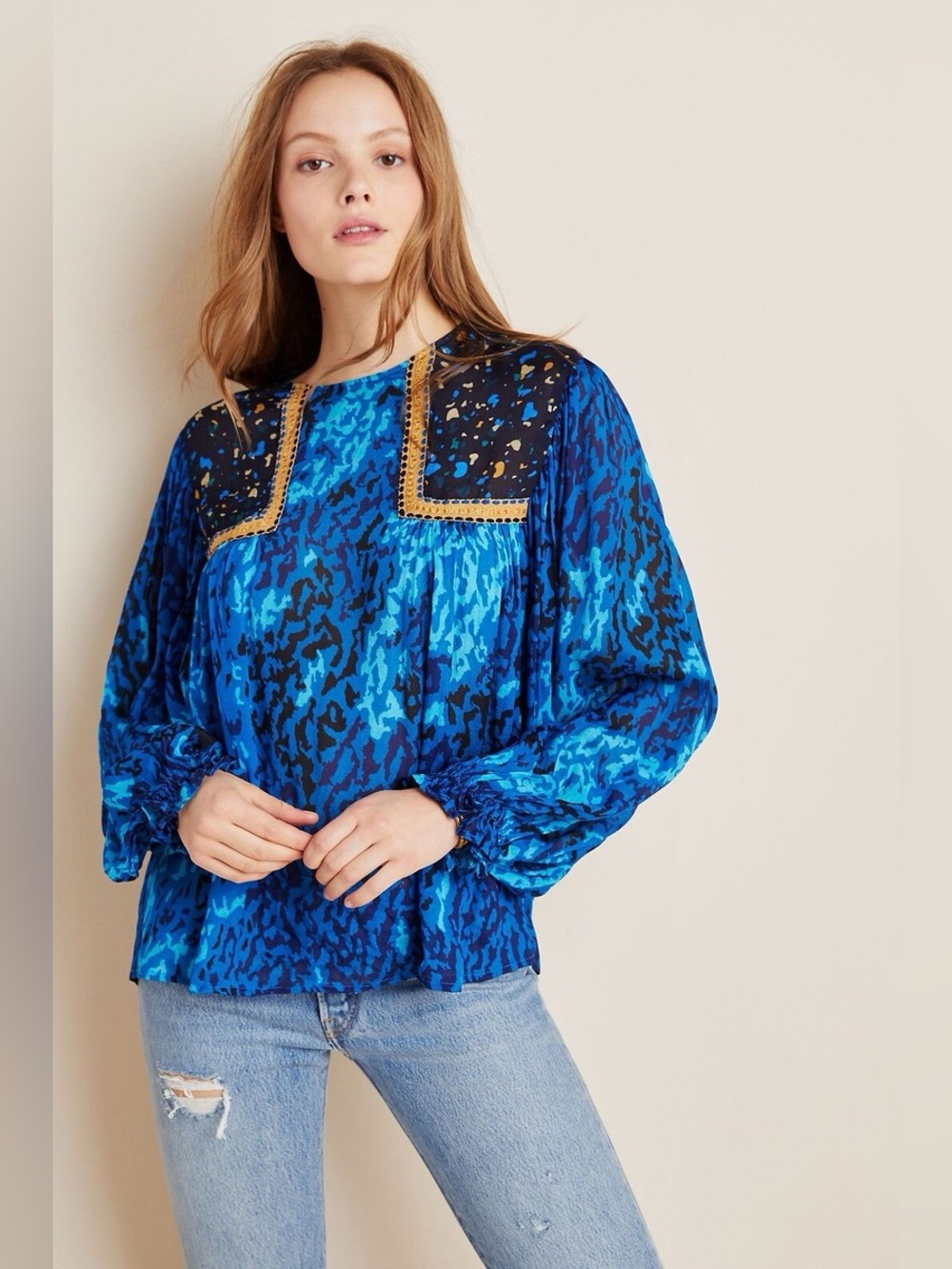 Anthropologie Bl-nk Miranda Peasant Blouse
